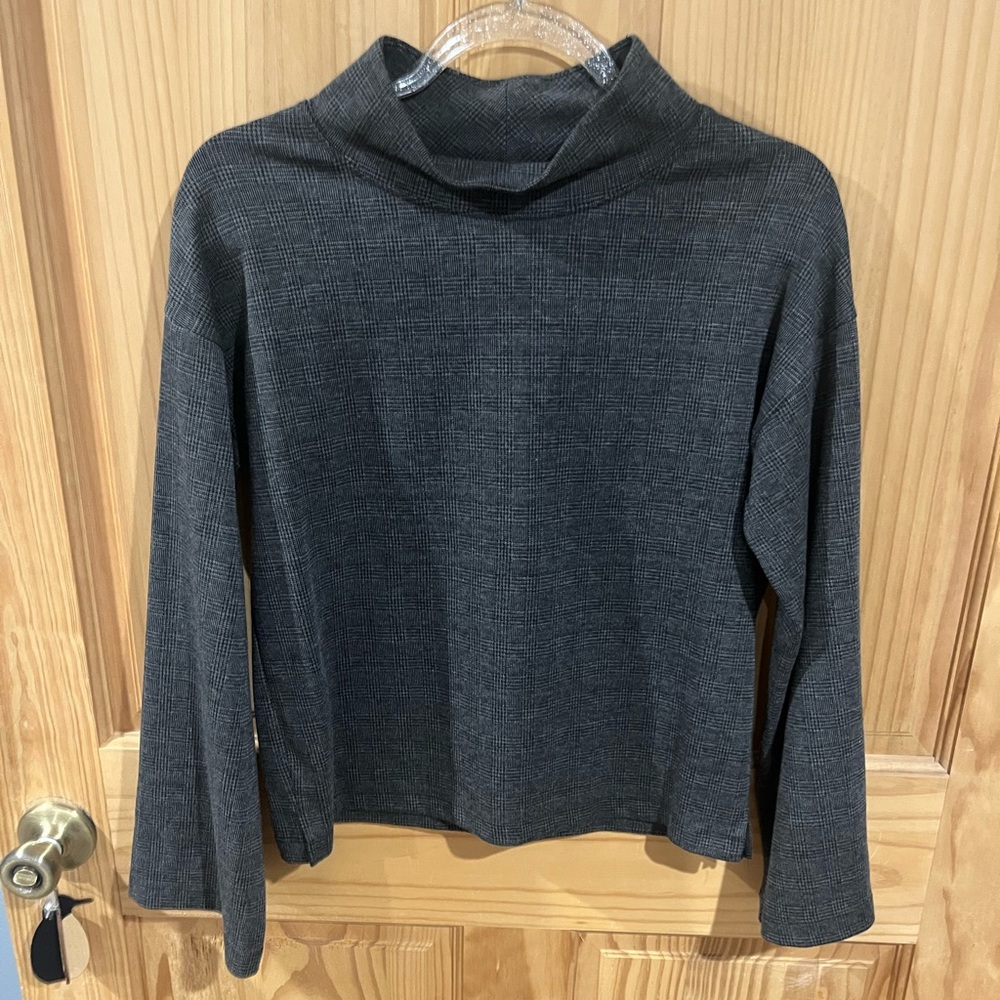 Madewell Charcoal Plaid Knit Top